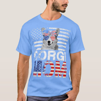 Camiseta Mulheres Legal Corgi Mãe Bandeira Usa Mães Patriot