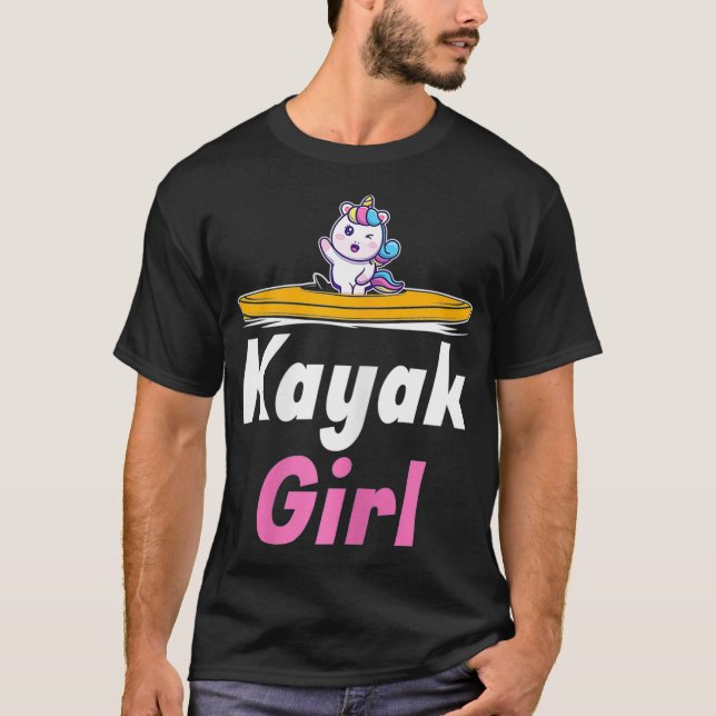 Camiseta Mulheres Legal Gráfico Do Unicorn Kayak Para Kayak (Frente)