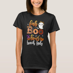 Camiseta Mulheres Leopardo Fab Boo Lunch Lady Team Professo