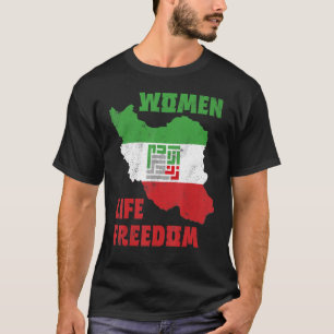 Camiseta Mulheres Liberdade Irã Zan Zendegi Azadi Mapa Fla