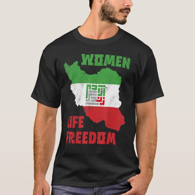Camiseta Mulheres Liberdade Irã Zan Zendegi Azadi Mapa Fla (Frente)