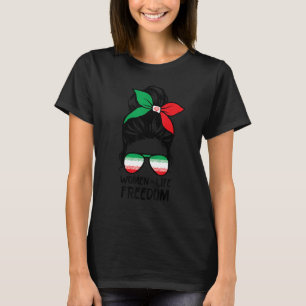 Camiseta Mulheres Liberdade Zan Zendegi Azadi Messy Bun Ira