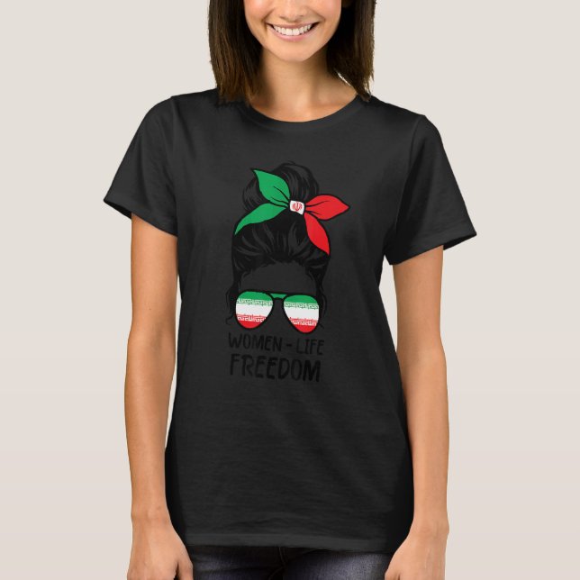 Camiseta Mulheres Liberdade Zan Zendegi Azadi Messy Bun Ira (Frente)