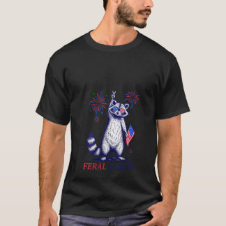Camiseta Mulheres Libertam Feral Funny Patriótica Racoon Fe