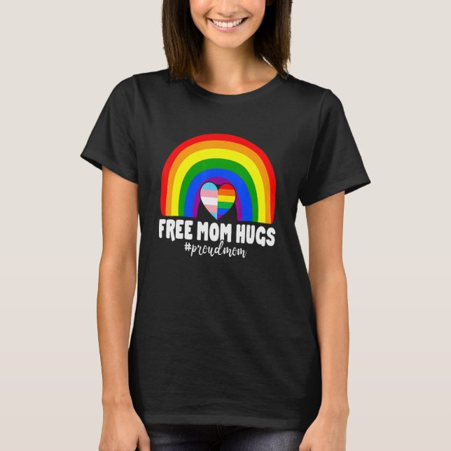 Camiseta Mulheres Libertam Mãe Abraça Arco-Íris Orgulhoso M (Frente)