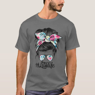 Camiseta Mulheres Lita Vida Mensageira Cabelo Bordo Floral