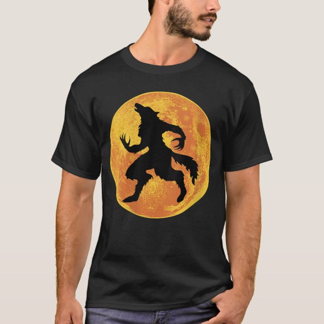 Camiseta Mulheres Lobisomem Halloween Lua Cheia Lobo Assust (Frente)
