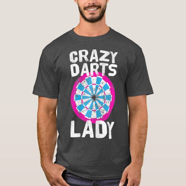 Camiseta Mulheres Loucas Dardas Lady Dartboard (Frente)