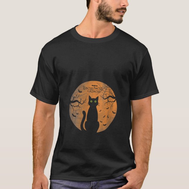 Camiseta Mulheres Loucas No Dia das Bruxas Gato Lua Hocus P (Frente)