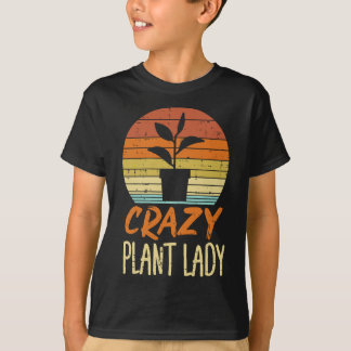 Camiseta Mulheres Loucas Planta Lady Sunset Retro Gardening