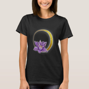 Camiseta Mulheres Lua Flor de Lótus Mandala Yoga