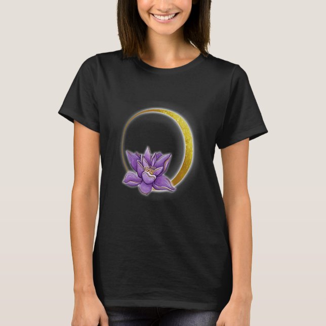 Camiseta Mulheres Lua Flor de Lótus Mandala Yoga (Frente)