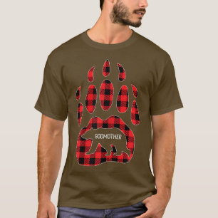 Camiseta Mulheres madrinha Ursa Xadrez Vermelha Buffalo Mad
