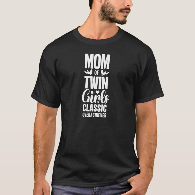 Camiseta Mulheres Mãe De Garotas Gêmeas Clássicas Sobaquiet (Frente)