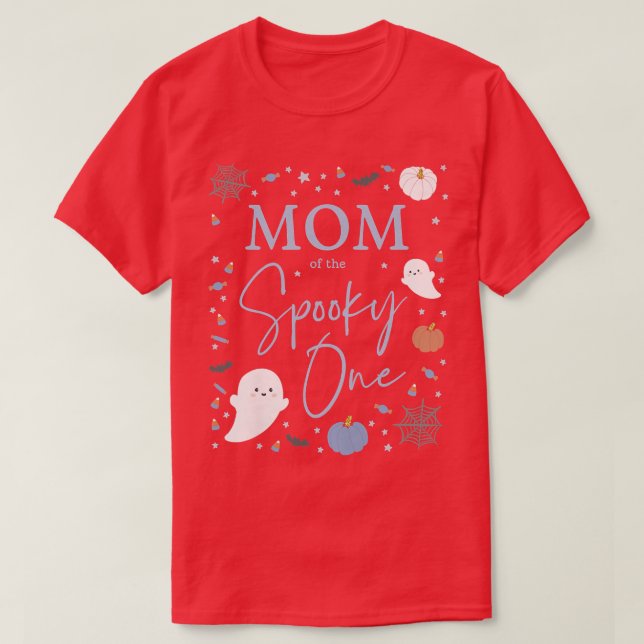 Camiseta Mulheres Mãe do Spooky One First Birthday Blue B (Frente do Design)