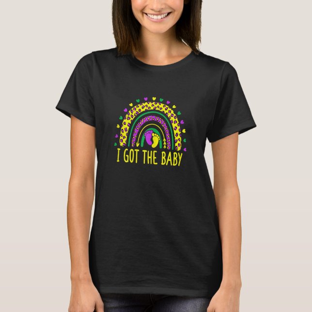 Camiseta Mulheres Mãe Leopard Rainbow Eu Peguei O Bebê Mard (Frente)