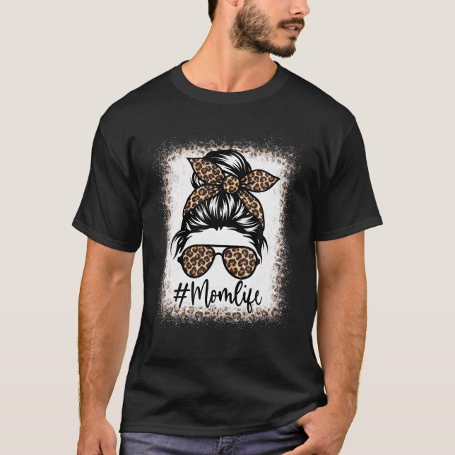 Camiseta Mulheres Mãe Vida Mensagem Bun Leopardo Sangrado M (Frente)