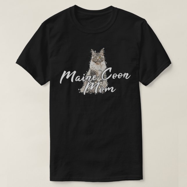 Camiseta Mulheres Maine Coon Cat Cats Kitten Maine Coon Mai (Frente do Design)