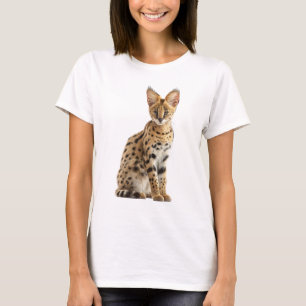 Camiseta Mulheres Majestosas Serval Africano Manchado Gato 