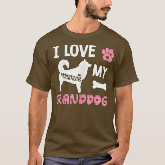 Camiseta Mulheres Malamute Cachorro Vovó Presente Eu Amo Mi