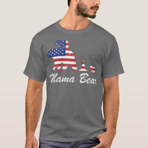 Camiseta Mulheres Mama Bear com três Cubs Mãe Bandeira Mo