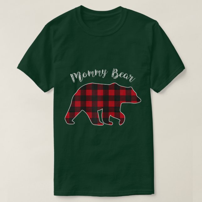 Camiseta Mulheres Mama Bear Natal Xadrez de Panjama Buffalo (Frente do Design)