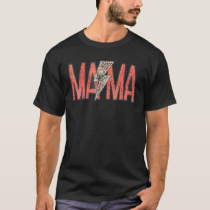 Camiseta Mulheres MAMA Leopard Skull Boho Rocker Mãe da Mãe