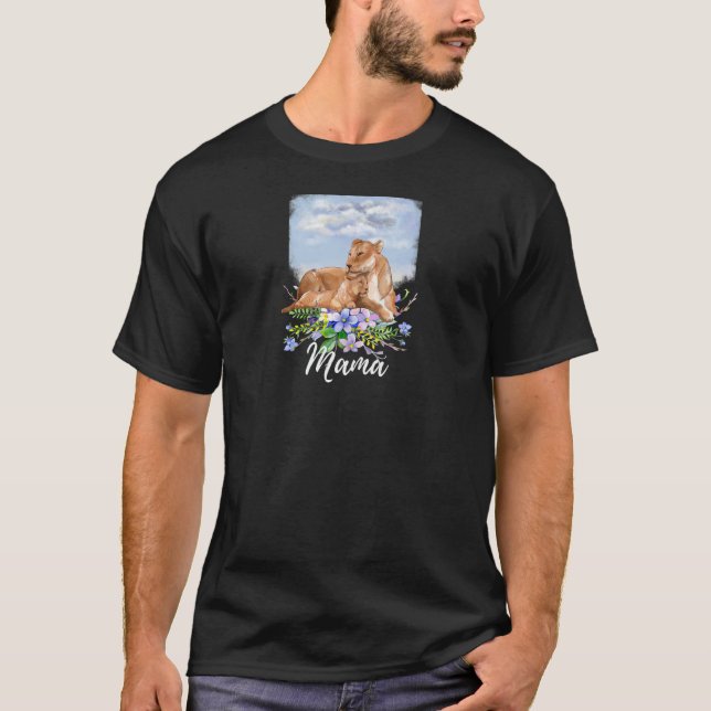 Camiseta Mulheres Mama Lion Mãe Lioness e Mamãe Cub para Mo (Frente)