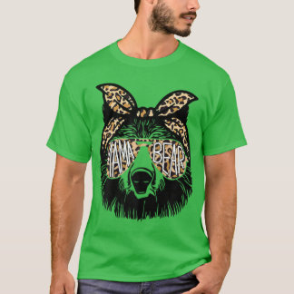 Camiseta Mulheres Mama Urso Leopardo Bandana Óculos escuros