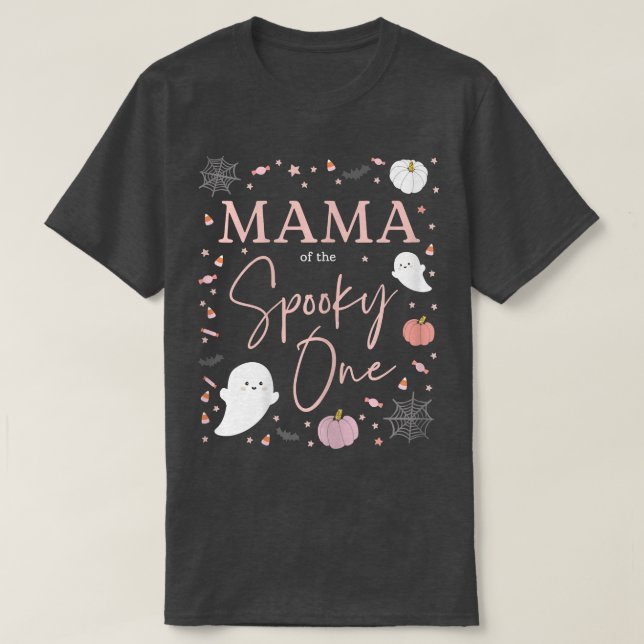 Camiseta Mulheres Mamãe da Garota Spooky Primeiro Aniversár (Frente do Design)