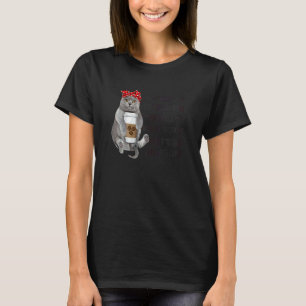 Camiseta Mulheres Mamãe De Gato De Café De Gato Mensageiro