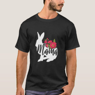 Camiseta Mulheres Mamãe Mamãe Kawaii Bunny Egg Happy East