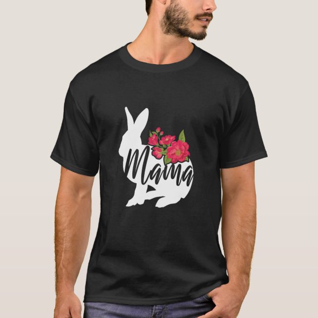 Camiseta Mulheres Mamãe Mamãe Kawaii Bunny Egg Happy Easte (Frente)