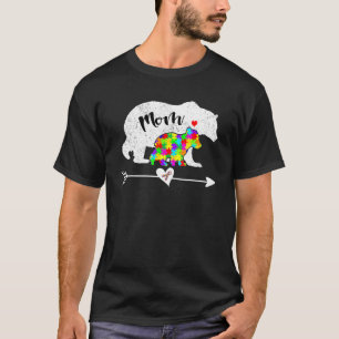 Camiseta Mulheres Mamãe Ursa Autismo Autismo Consciência Pr