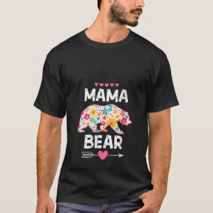 Camiseta Mulheres Mamãe Ursa Bonita Família Floral Dia das