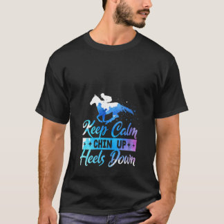 Camiseta Mulheres Mantenham a Calma Queixo Levantado Saltos