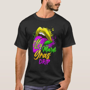 Camiseta Mulheres Mardi Gras Derrubando Lábios Mardi Gras D