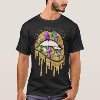 Camiseta Mulheres Mardi Gras Lábios Rainha Carnaval
