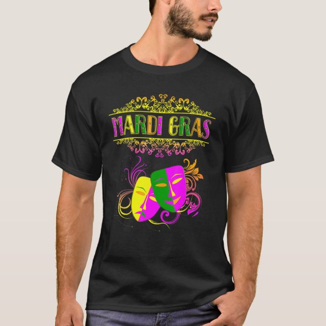 Camiseta Mulheres Mardi Gras Máscara Mardi Gras Roupa Para  (Frente)