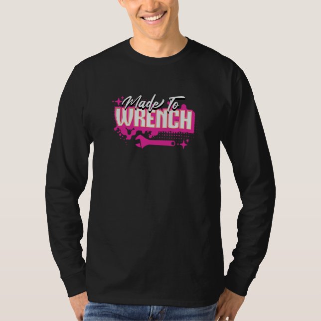 Camiseta Mulheres Mecânicas Feitas para Chave de Grifo (Frente)