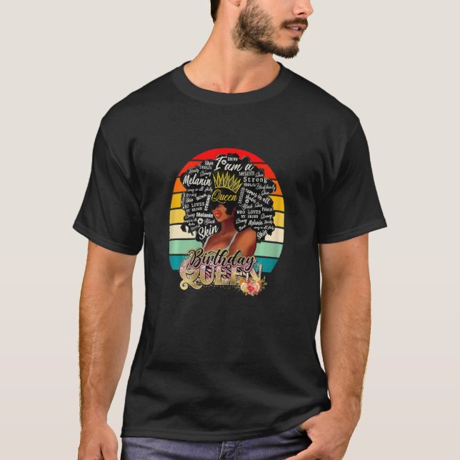 Camiseta Mulheres Melanin Skin Aniversário Rainha Negra Mag (Frente)