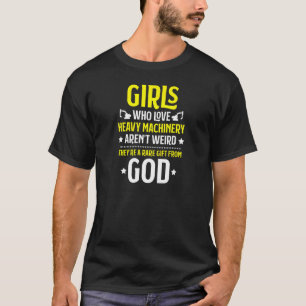Camiseta Mulheres Meninas Que Amam Máquinas Pesadas Equipam