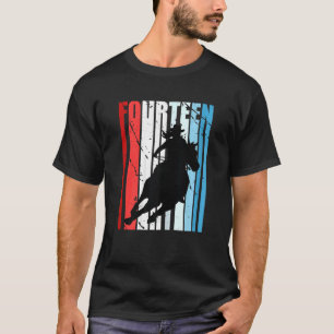 Camiseta Mulheres Meninas Rodeio 14 Birthday Barrel Racing