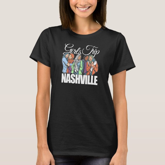 Camiseta Mulheres Meninas Viagem Nashville Melanin Bestie e (Frente)