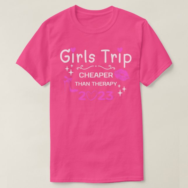Camiseta Mulheres Meninas Viajam Mais Baratas Que Uma Terap (Frente do Design)