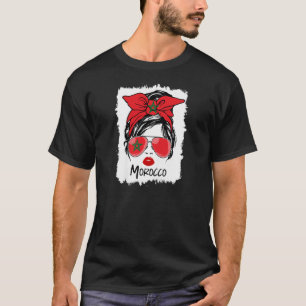 Camiseta Mulheres Mensageiras Bun Marrocos Bandeiras Óculos