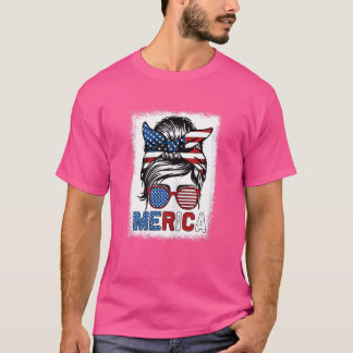 Camiseta Mulheres Merica Mãe Menina Americana Bandeira Mens