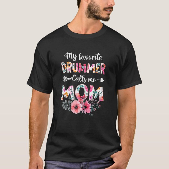 Camiseta Mulheres Meu Drummer Favorito Me Chama Mãe Basebal (Frente)