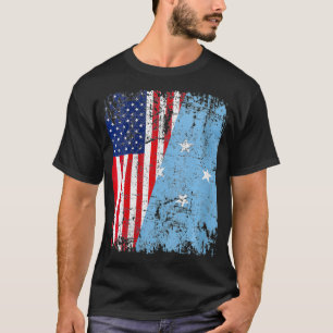Camiseta MULHERES MICRONESIAN ROOTS Half American Flag MICR