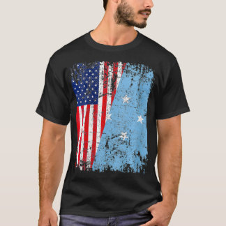 Camiseta MULHERES MICRONESIAN ROOTS Half American Flag MICR